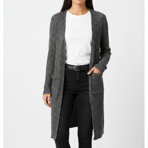 Hot Luxx Gray Long Sleeve Ribbed Open Front Sweater XL